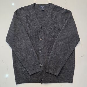 Charcoal grey cable-knit V-neck cardigan sweater by Dockers - Men's size XLarge